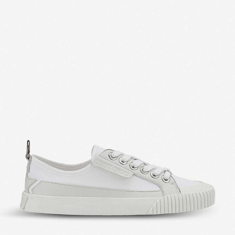 Jimmy Choo White Low-Top Canvas Sneakers